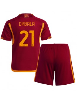 Otroški Nogometna dresi replika AS Roma Paulo Dybala #21 Domači 2023-24 Kratek rokav (+ hlače)